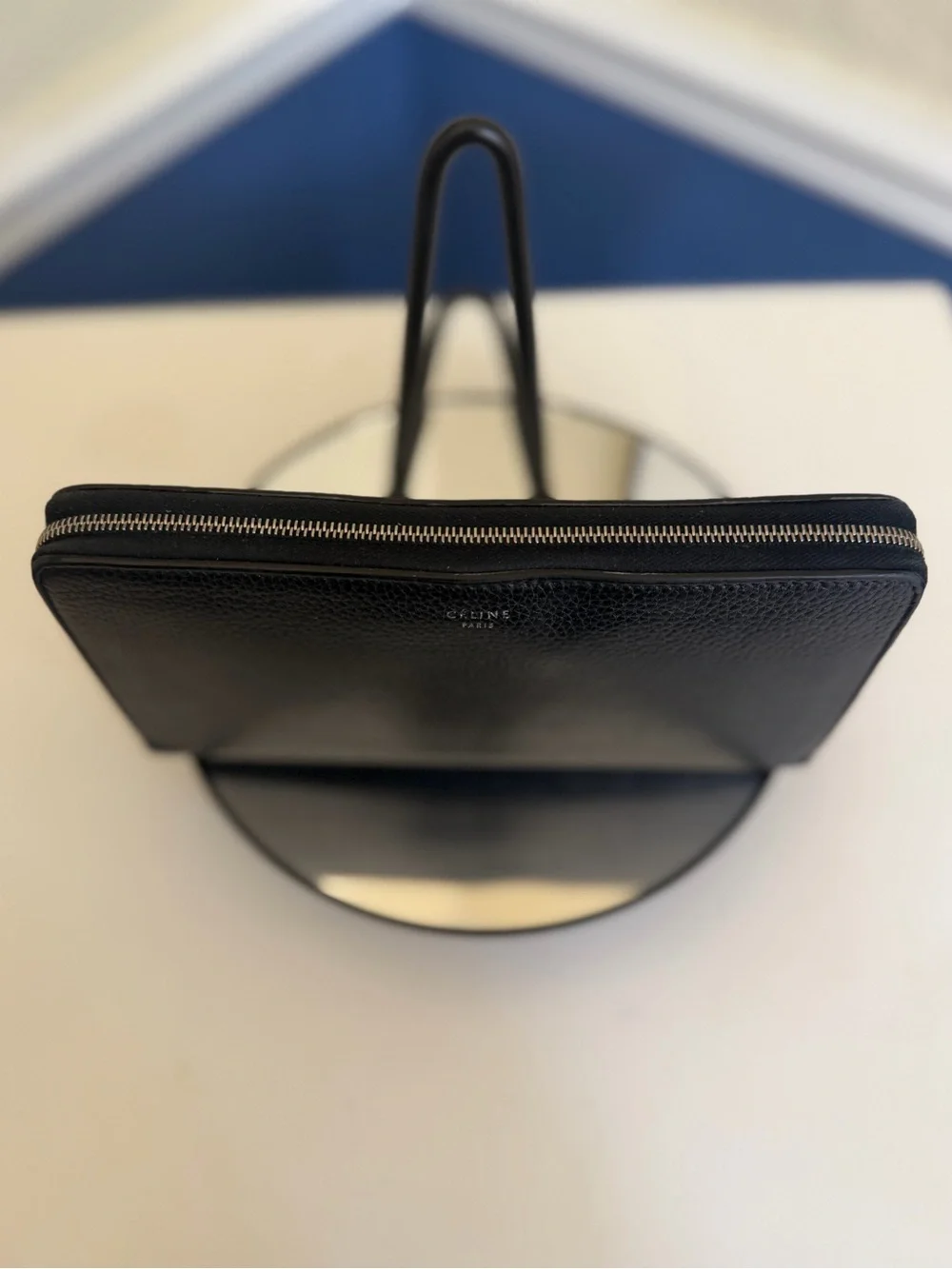 Celine Paris Large Zipped Continental Wallet Black Calfskin Zip-around Clutch